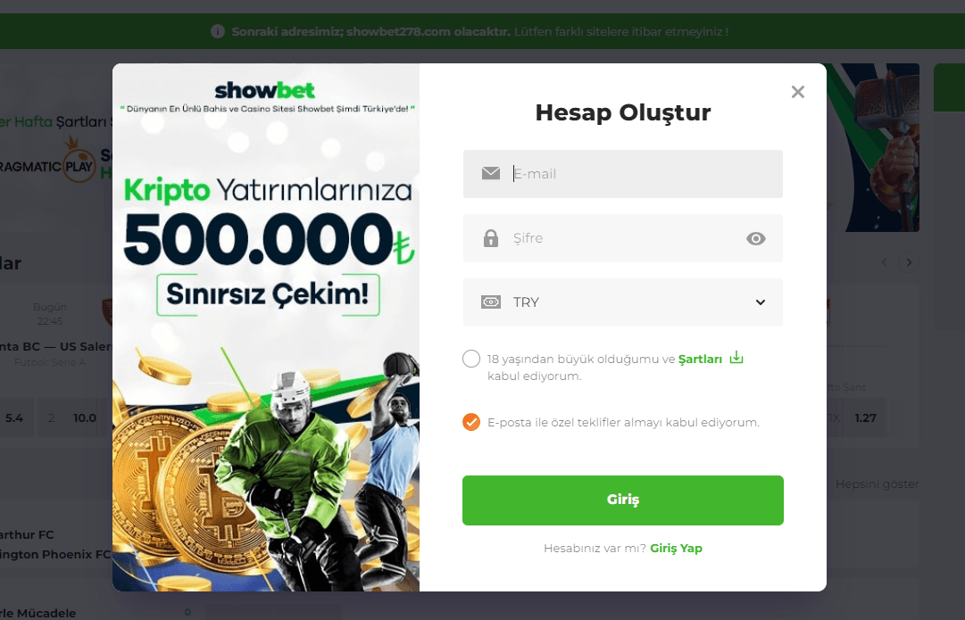 showbet üyelik